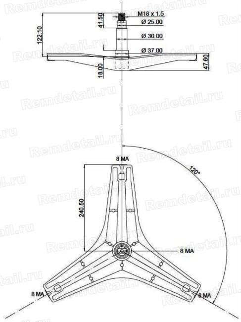 Крестовина под гайку для стиральной машины LG 4434ER1005B Cod725